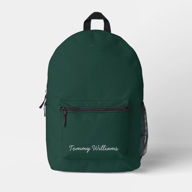Minimalist Emerald Green Professional Simple Printed Backpack (Front)