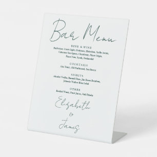 Minimalist Emerald Green Script Bar Menu Pedestal Sign