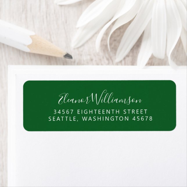 Minimalist Emerald Green Script Return Address (Insitu)