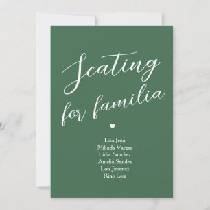 Minimalist Emerald Green Table Seating Family Invitation