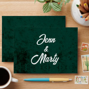 Minimalist Emerald Green Texture Marble & White  Envelope