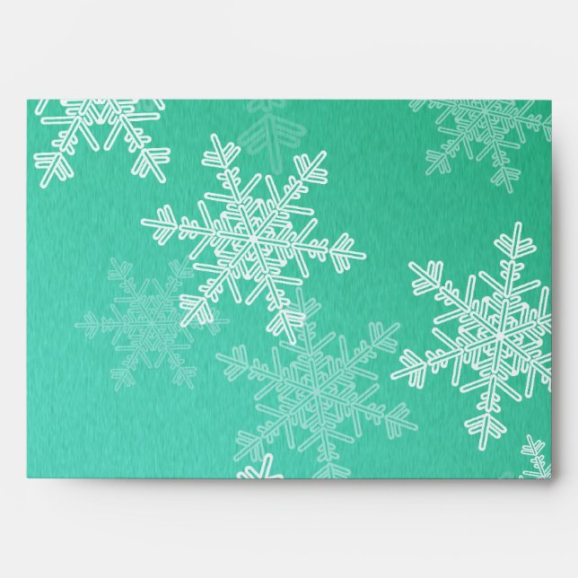  Minimalist Emerald Snowflakes Christmas Patter Envelopes (Front)
