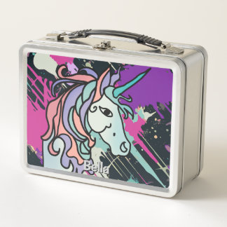 minimalist emotional and beautiful unicorn  metal lunch box