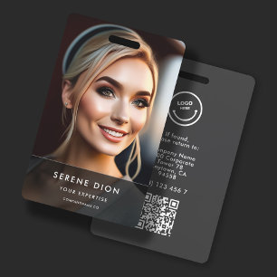 Minimalist Employee Name ID Card Full Photo QR Badge