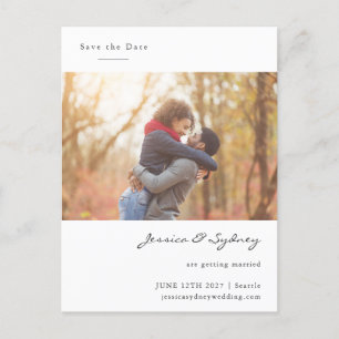 Minimalist Engaged Couple Photo Save The Date Postcard