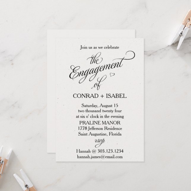 Minimalist Engagement Invitation (Front/Back In Situ)