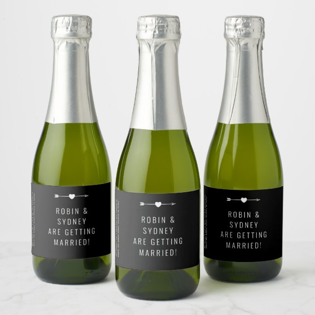 Minimalist | Engagement | Mini Sparkling Wine Labe Sparkling Wine Label (Bottles)