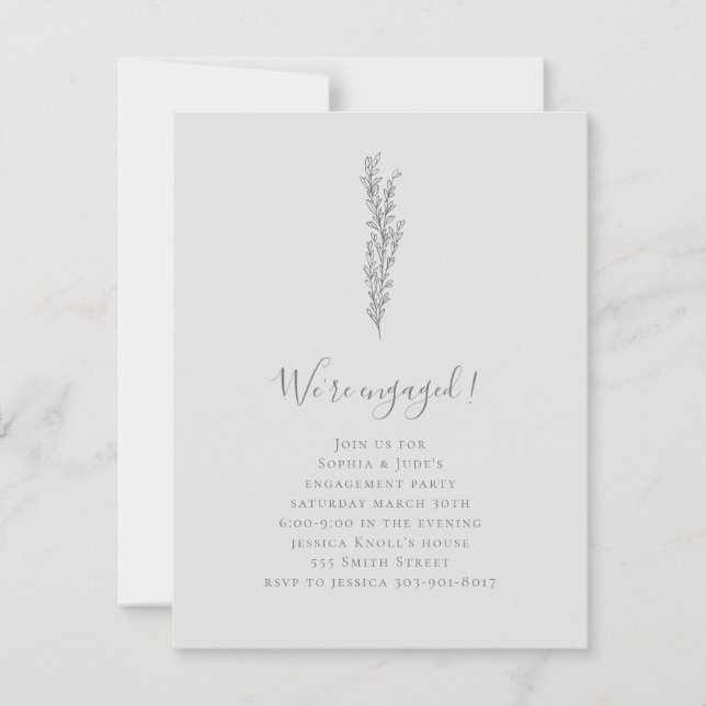 Minimalist Engagement Party Invitation (Front)