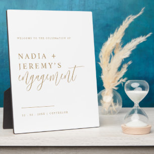 Minimalist Engagement Party Tabletop Welcome Sign Plaque