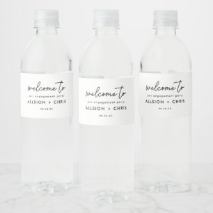Minimalist Engagement Party Welcome Water Bottle Label