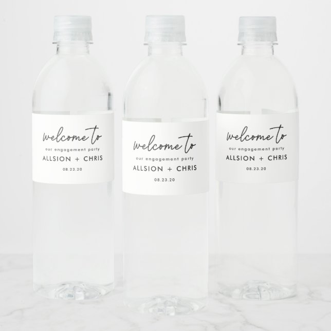 Minimalist Engagement Party Welcome  Water Bottle Label (Bottles)