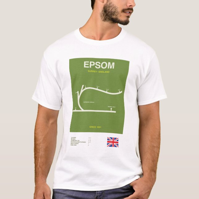 Minimalist Epsom Horse Racing Course Line Tee (Front)