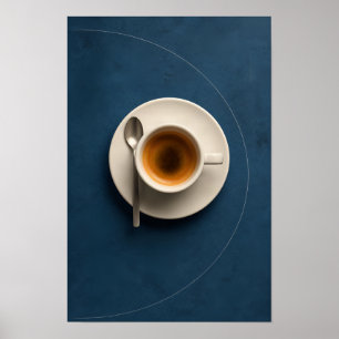Minimalist Espresso Cup – Navy Blue Modern Coffee  Poster