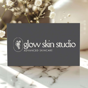 Minimalist Esthetician Logo Skincare Luxe Charcoal Business Card