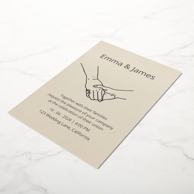 Minimalist Eternal Bond Line Art Wedding Invite (Rotated)