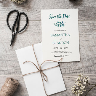 Minimalist eucalyptus botanical rustic greenery save the date