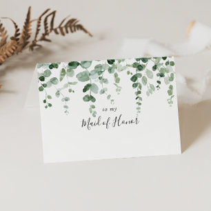 Minimalist Eucalyptus Bridal Party Thank You Card