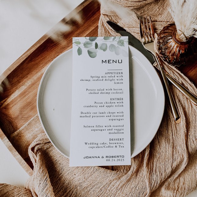 Minimalist Eucalyptus Foliage Formal Wedding Menu (Creator Uploaded)
