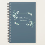 Minimalist Eucalyptus Greenery Botanical Planner<br><div class="desc">Stay organized in style with this personalized eucalyptus greenery planner. The design features soft watercolor eucalyptus leaves arranged around a delicate botanical frame on a calming dusty blue background. Your custom name and title appears in the center for a clean and elegant look. A thoughtful personalized gift for students, teachers,...</div>