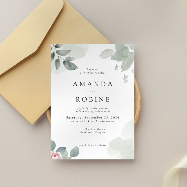 Minimalist Eucalyptus Greenery Wedding Invitation (Creator Uploaded)