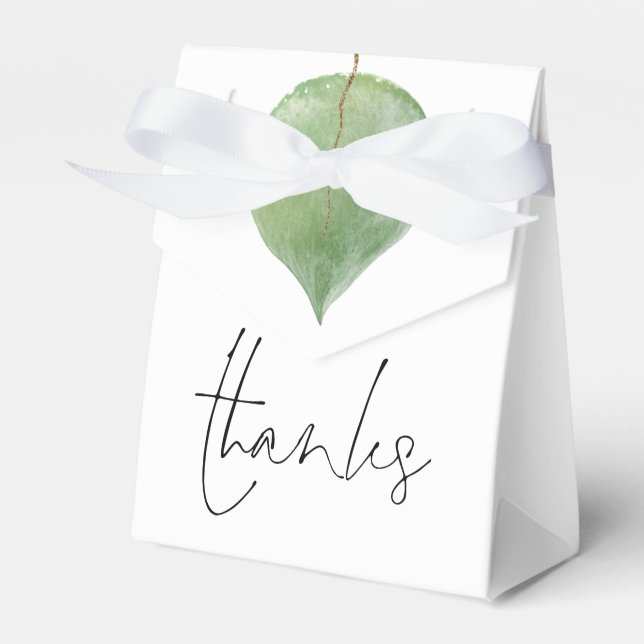 Minimalist Eucalyptus Leaf Mr Mrs Names Date  Favor Box (Front Side)