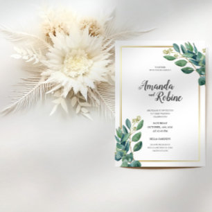 Minimalist Eucalyptus Leaf Wedding Invitation