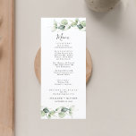 Minimalist Eucalyptus Leaves Elegant Wedding Menu<br><div class="desc">Treat your guests to this cute modern eucalyptus leaves menu  that would be great for your country botanical theme floral wedding. Easily edit the details by clicking the "Personalize" button.</div>