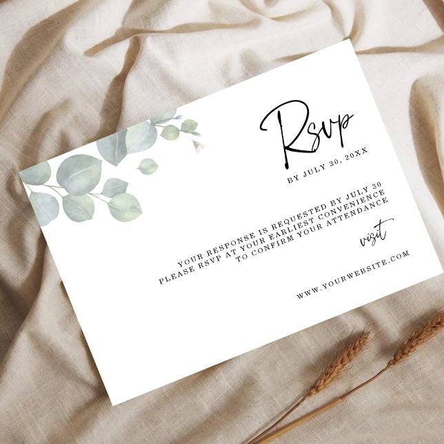 Minimalist Eucalyptus Leaves RSVP Wedding Card (Creator Uploaded)