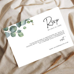 Minimalist Eucalyptus Leaves RSVP Wedding Card