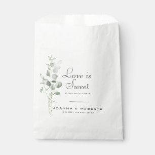 Minimalist Eucalyptus Love is Sweet Wedding  Favour Bag