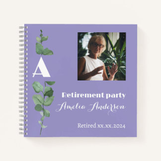 Minimalist eucalyptus photo retirement guest book