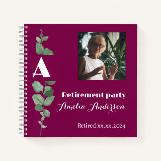 Minimalist eucalyptus photo retirement guest book