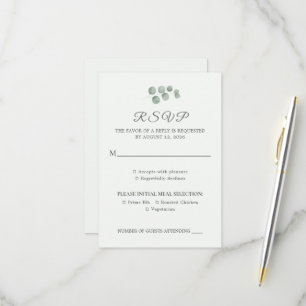 Minimalist Eucalyptus Sage Green Wedding RSVP Card