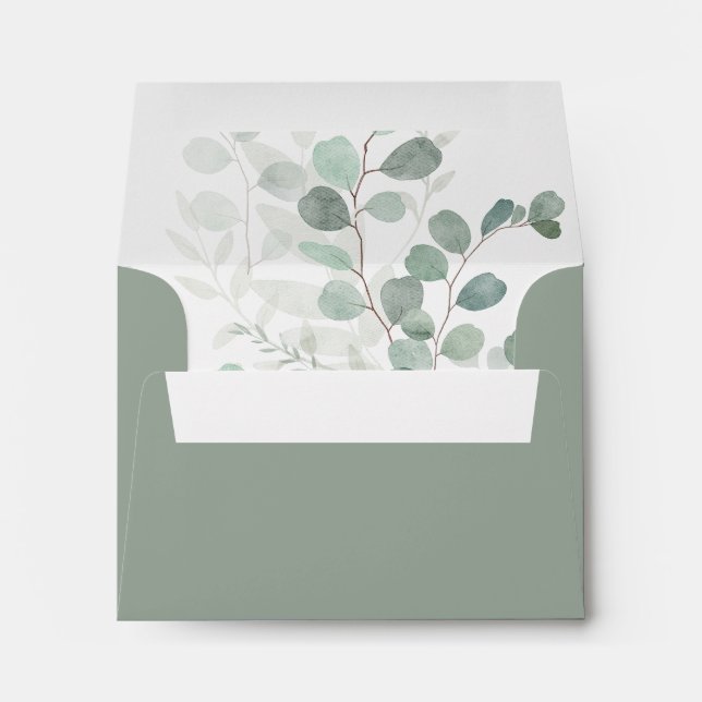 Minimalist Eucalyptus Self-Addressed RSVP Envelope (Back (Bottom))