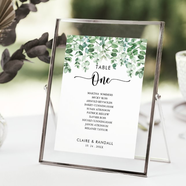 Minimalist Eucalyptus Table Number 1 Seating Chart (Creator Uploaded)