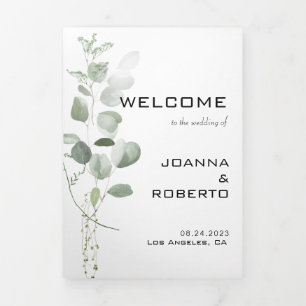 Minimalist Eucalyptus Trifold Wedding Program