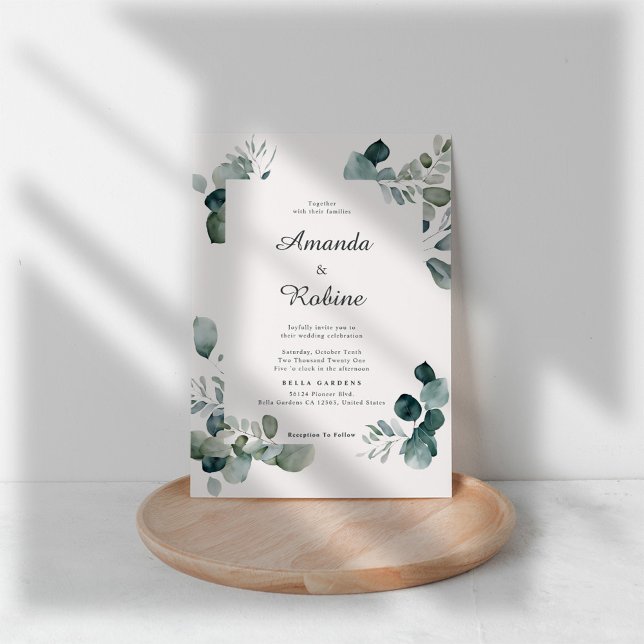 Minimalist Eucalyptus Wedding Invitation (Creator Uploaded)