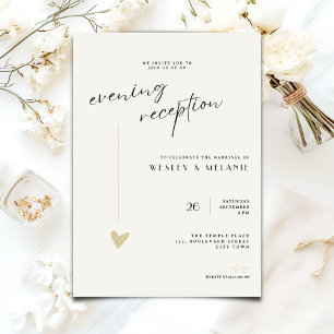 Minimalist Evening Reception Wedding Gold Black  Invitation