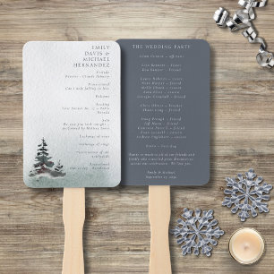 Minimalist Evergreen Mountain Green Slate Blue Pro Hand Fan
