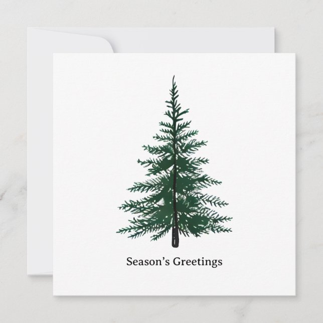 Minimalist Evergreen Tree Design Simple Hand-Draw Thank You Card (Front)