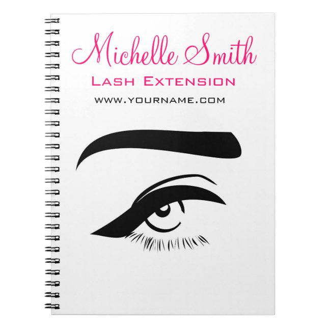 Minimalist Eye Black White Lash Extension Makeup  Notebook (Front)