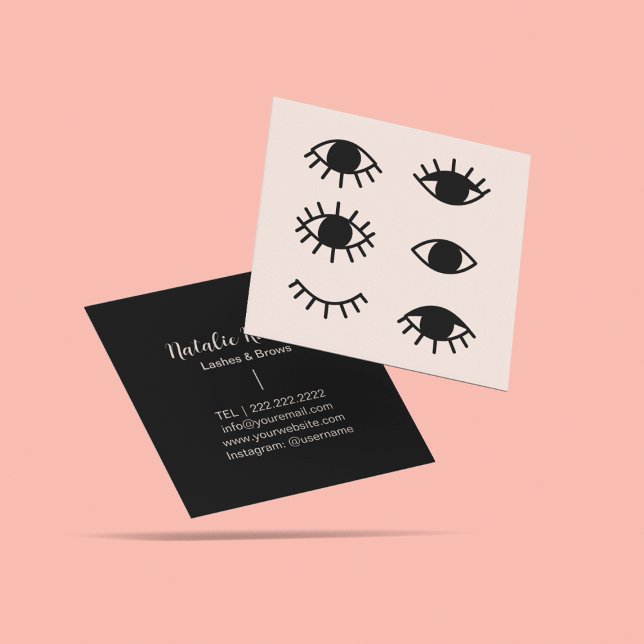 Minimalist Eyelashes Extensions Beauty Salon Girly Square Business Card (Creator Uploaded)