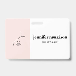 Minimalist Face Beauty Logo Makeup Artist Pink Badge