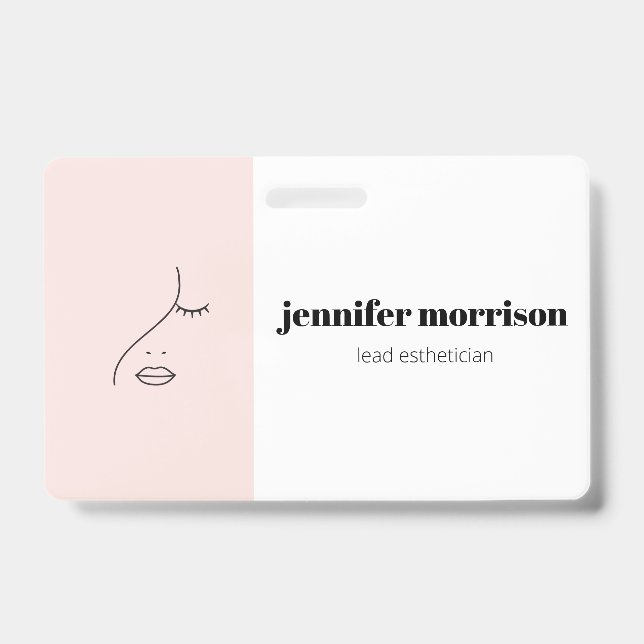 Minimalist Face Beauty Logo Makeup Artist Pink Badge (Front)