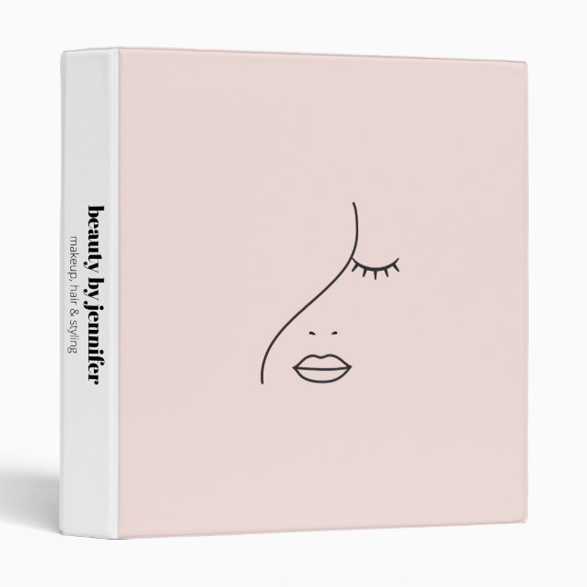 Minimalist Face Beauty Logo Makeup Artist Pink Binder (Front/Spine)