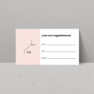 Minimalist Face Beauty Logo Pink Appointment Business Card