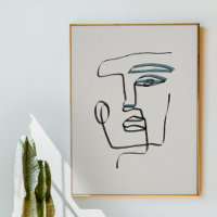 Minimalist Face Line Art Drawing