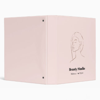 Minimalist Face Logo Hair Beauty Makeup Pink Binder