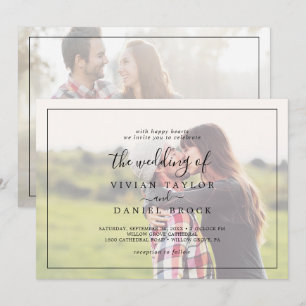 Minimalist Faded Horizontal Photo Wedding Invitation