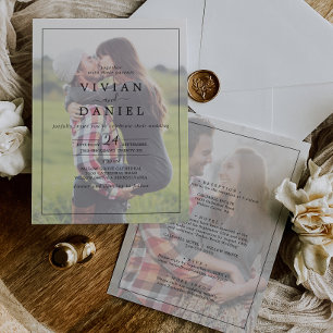 Minimalist   Faded Photo All In One Wedding Invita Invitation